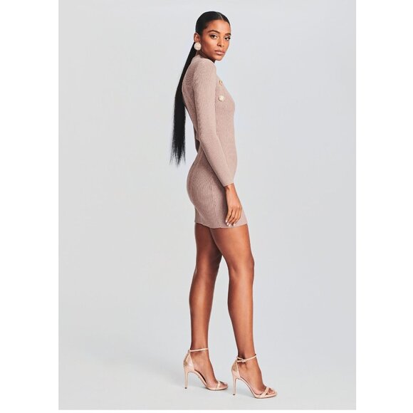 Retrofête Aislinn Dress / Medium / Metallic Satellite Knit Mini Gold Buttons - Picture 2 of 11